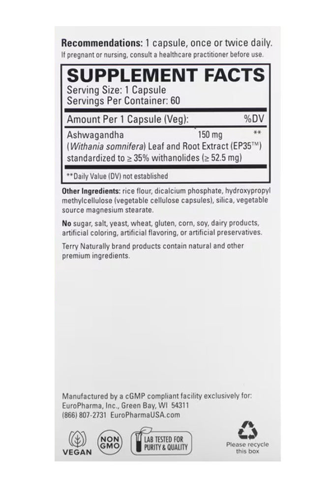 Ashwagandha EP35 60capsules Label