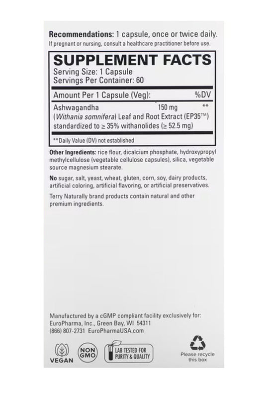 Ashwagandha EP35 60capsules Label