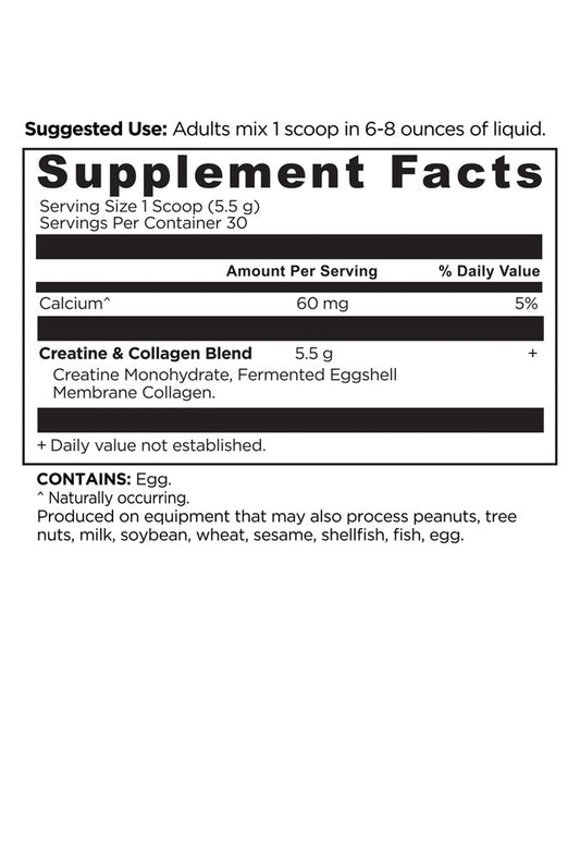 Creatine and Collegen Powder Unflavored Label