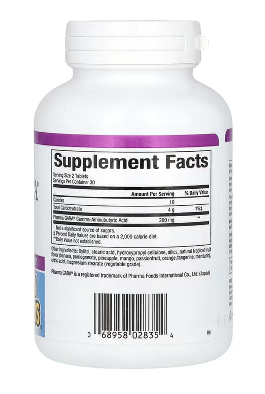 Natural Factors | PharmaGABA® | 60 Chewable Tablets Label