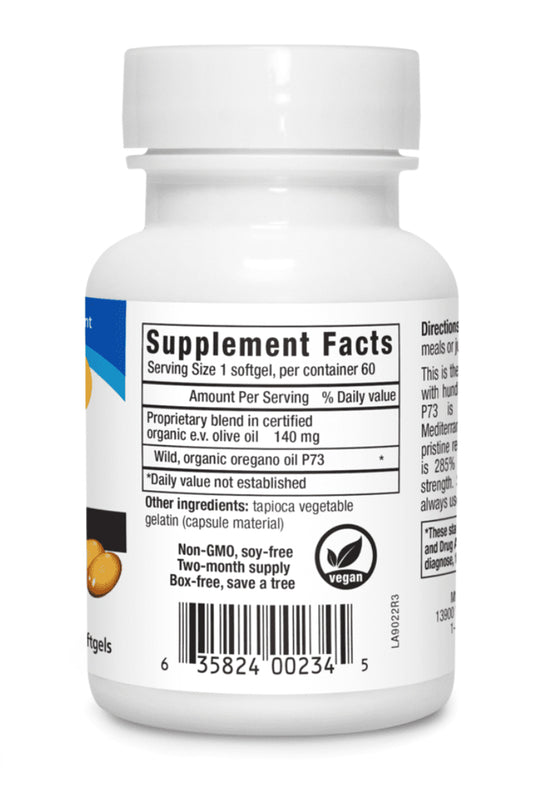North American Herb and Spice Oreganol Super Strength P73-60 Softgels Label