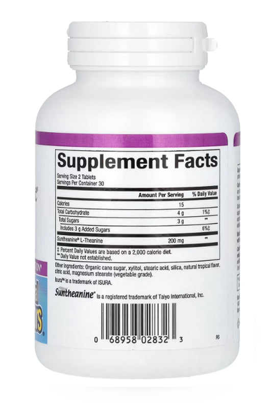 Suntheanine L-Theanine 100mg Chewable Tablets Label