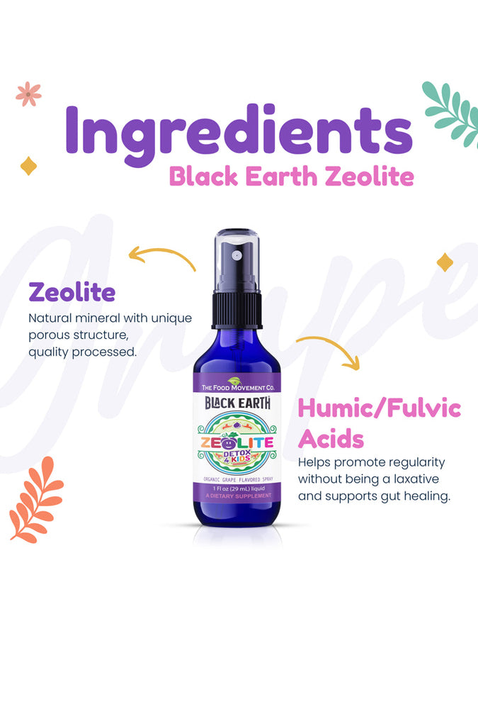 Black Earth Zeolite Detox 4 Kids Label