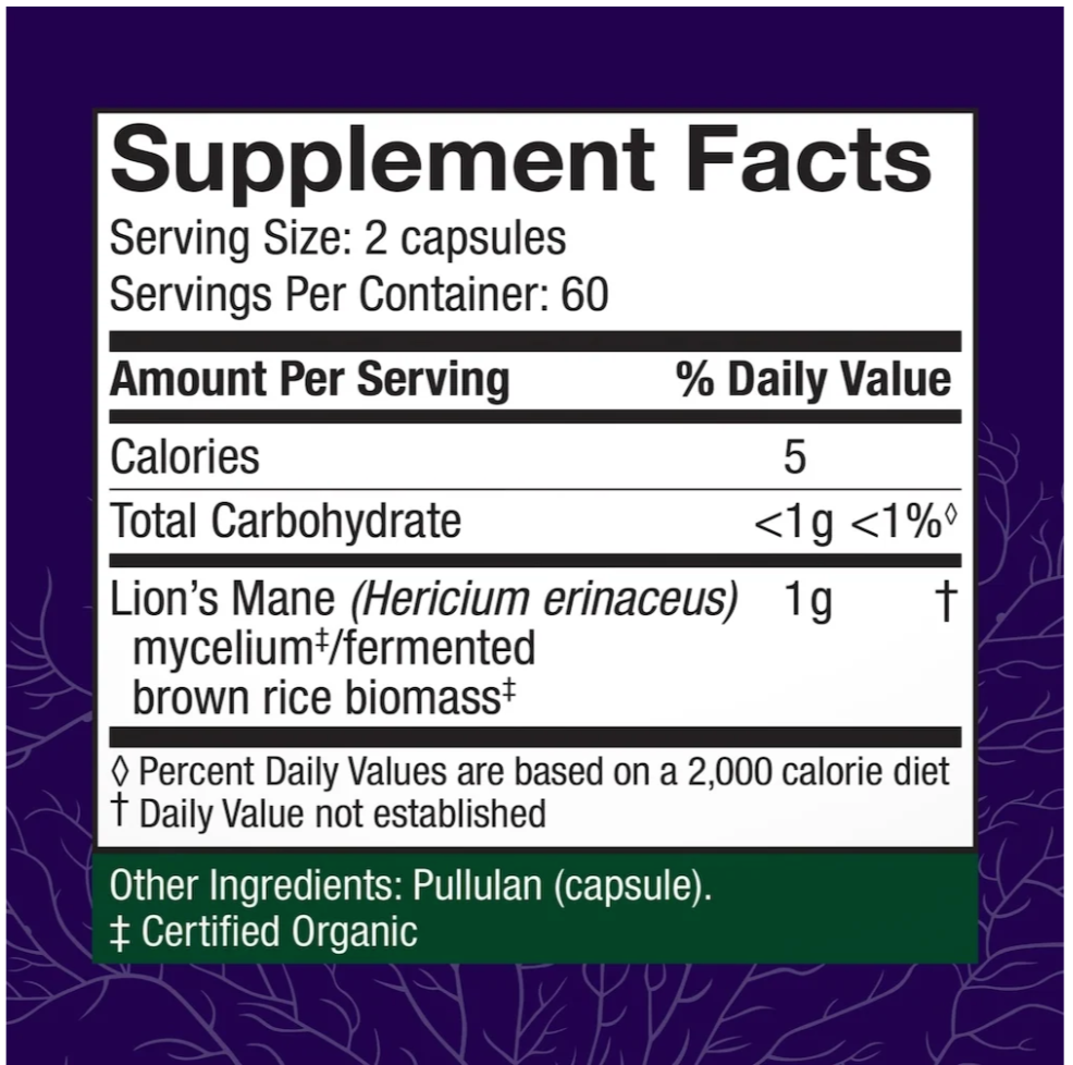 Lions Mane Caps Supplement Facts