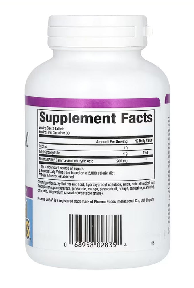 Natural Factors | PharmaGABA® | 60 Chewable Tablets Label