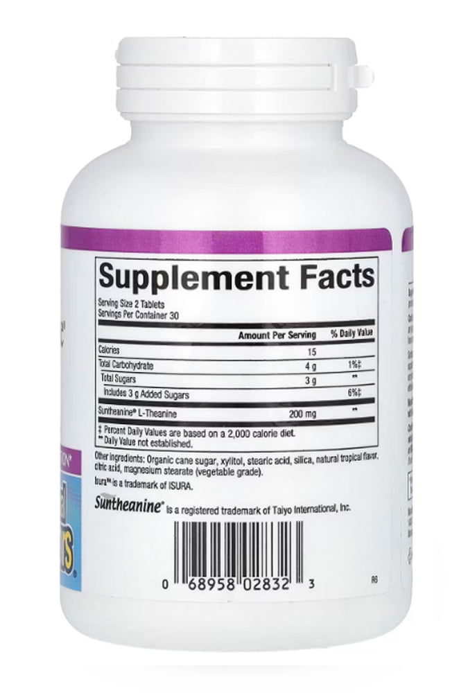 Suntheanine L-Theanine 100mg Chewable Tablets Label