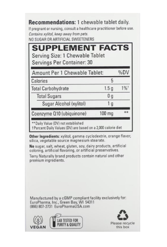 Terry Naturally CoQ10 Label