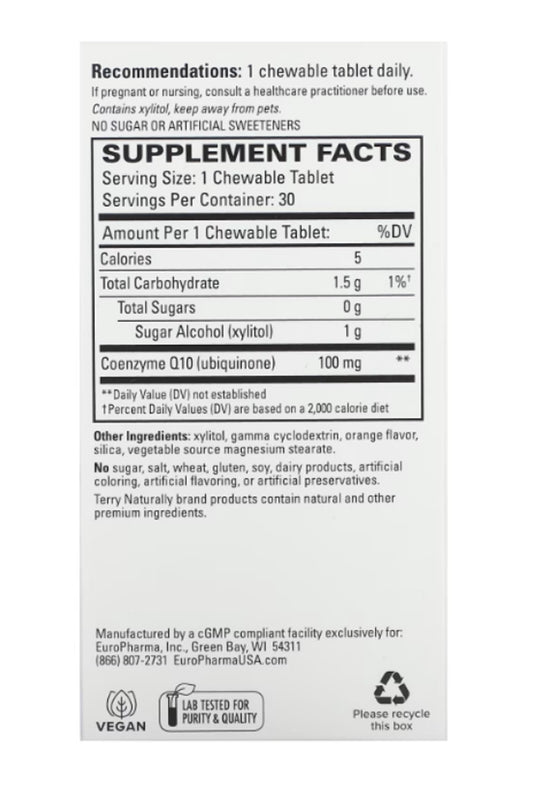 Terry Naturally CoQ10 Label