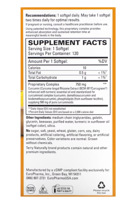 Terry Naturally | CuraMed 750 mg  Sofgels | Immune Health